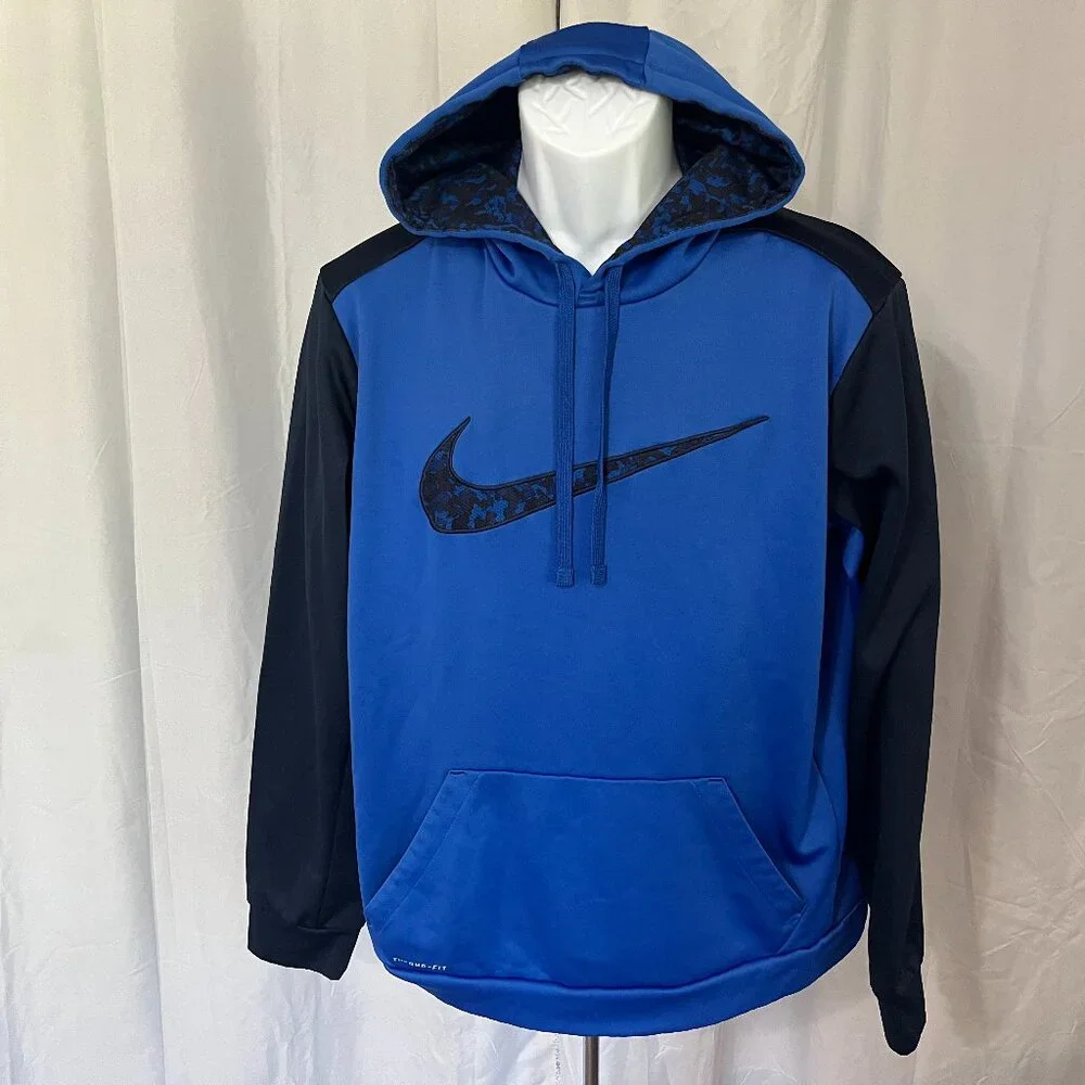 🏀 Nike Therma-Fit Men’s Blue on Blue Hooded Sweatshirt Hoodie L Large 🔥